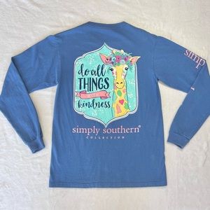 Simply Southern Do All things with kindness Giraffe Long Sleeve Tee Size Small